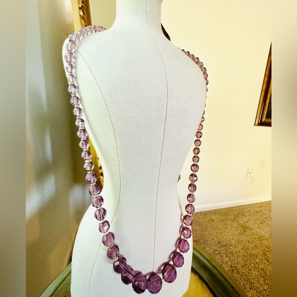 Vintage Art Deco Amethyst Czech Glass Bead Necklace 💜 - Picture 4 of 17